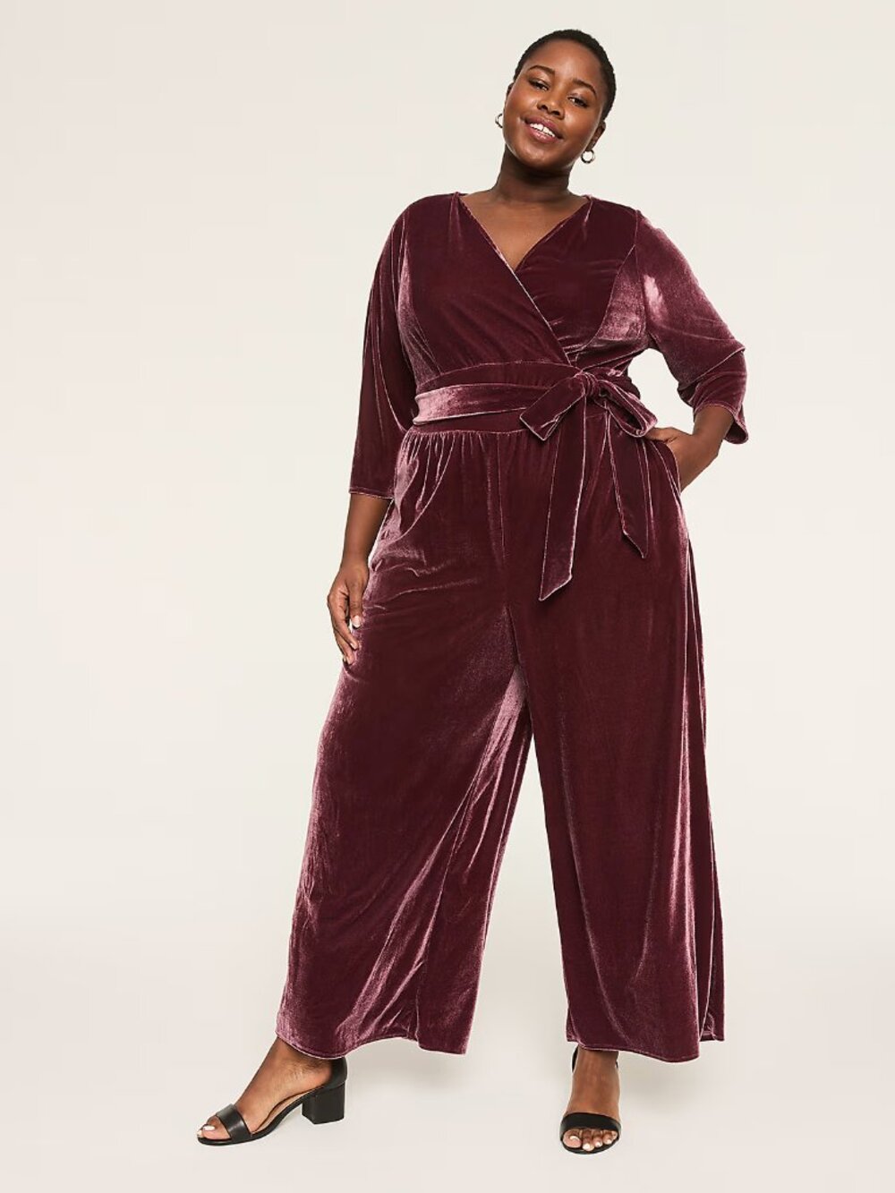 Lane Bryant Lena Velvet Burgundy Jumpsuit - 18/20 - 2X